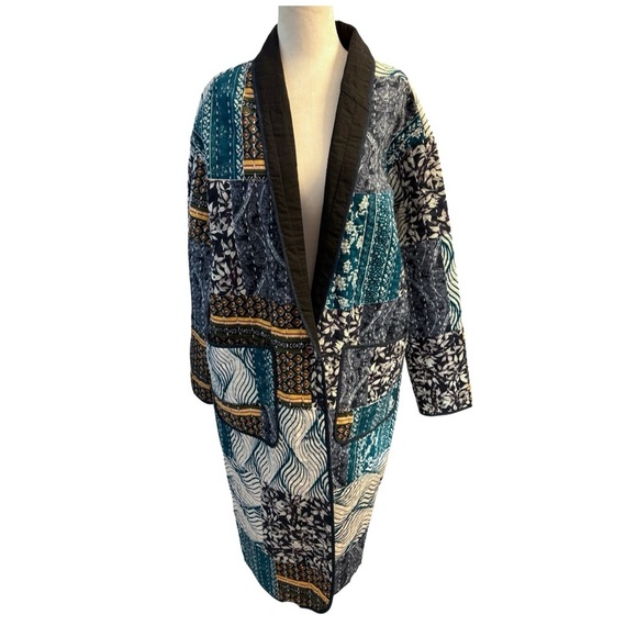 Free People X Brenda Knight NWOT Merigold Quilted Boho Duster Jacket Size L - Picture 4 of 17